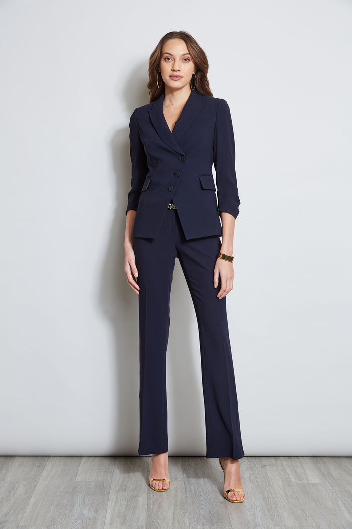 Elie Tahari 3 Button Ruched Sleeve Blazer STARGAZER