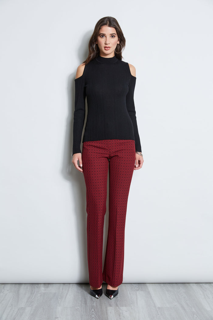 Elie Tahari Cold Shoulder Mock Neck Sweater BLACK