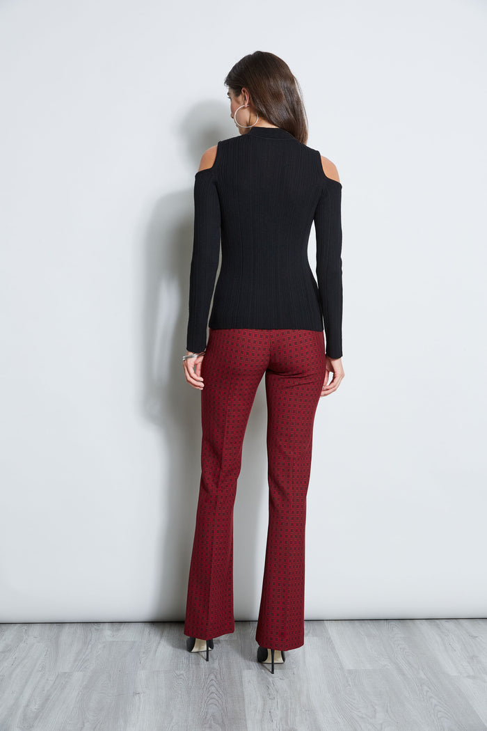 Elie Tahari Cold Shoulder Mock Neck Sweater BLACK