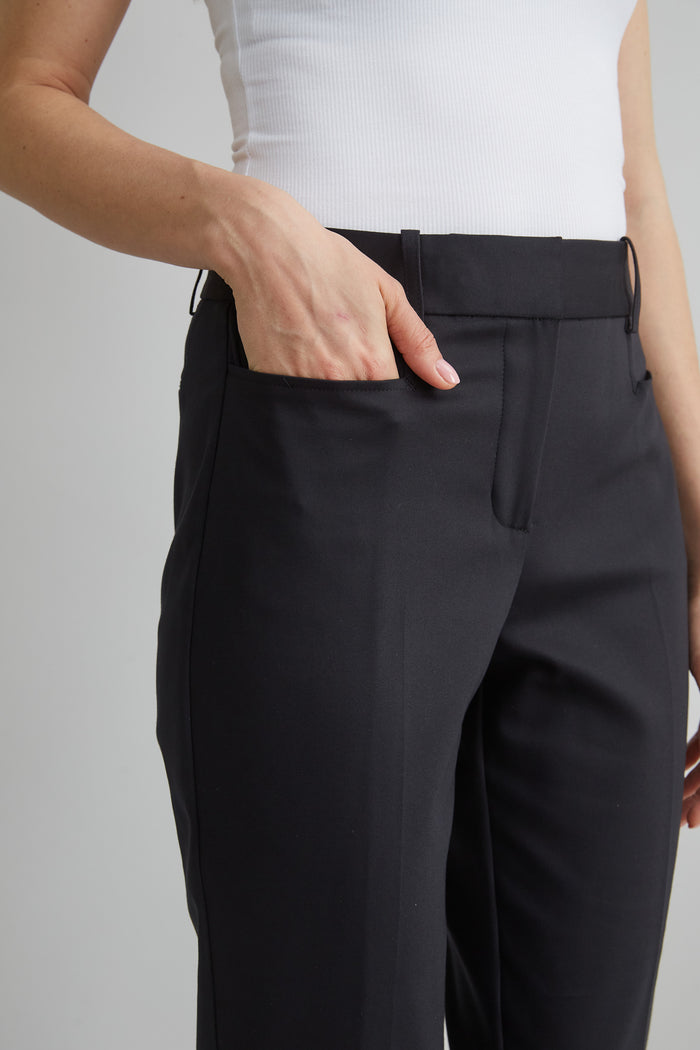 Elie Tahari Cotton Slim Slit Pant BLACK