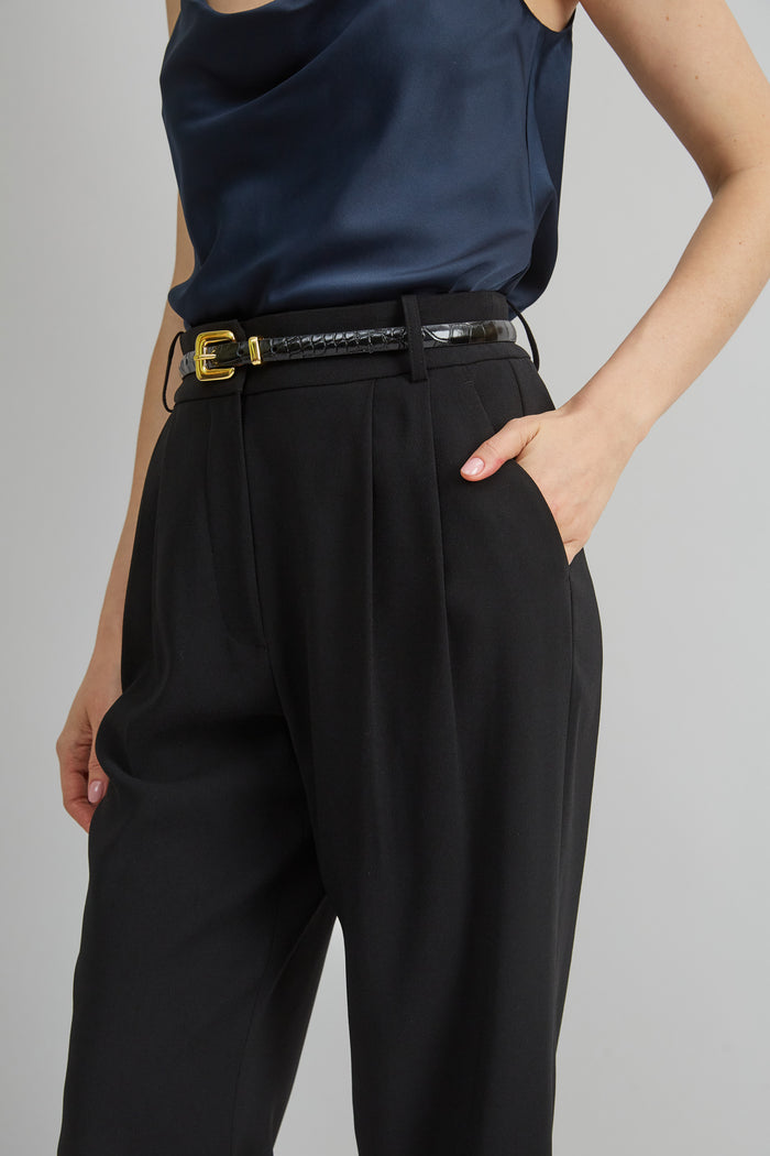Elie Tahari Crepe Pleated Pant BLACK