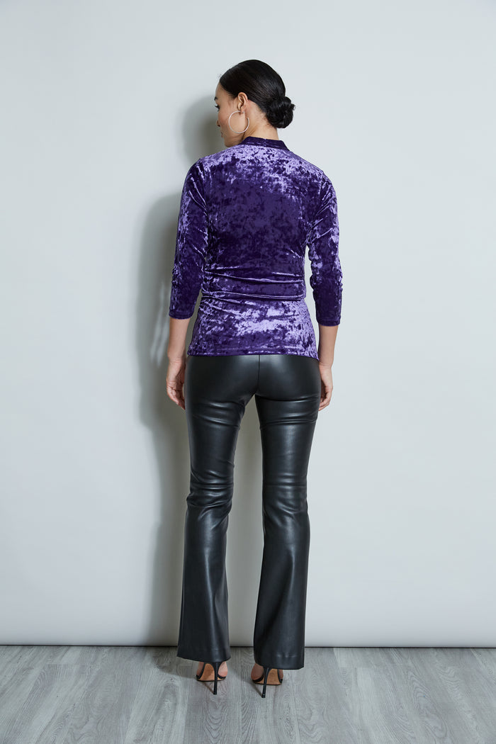 Elie Tahari Crushed Velvet Ruched Knit WINTER PLUM