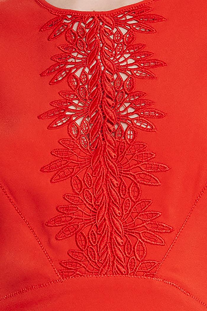 Elie Tahari Lace Applique Midi Dress AGAVE