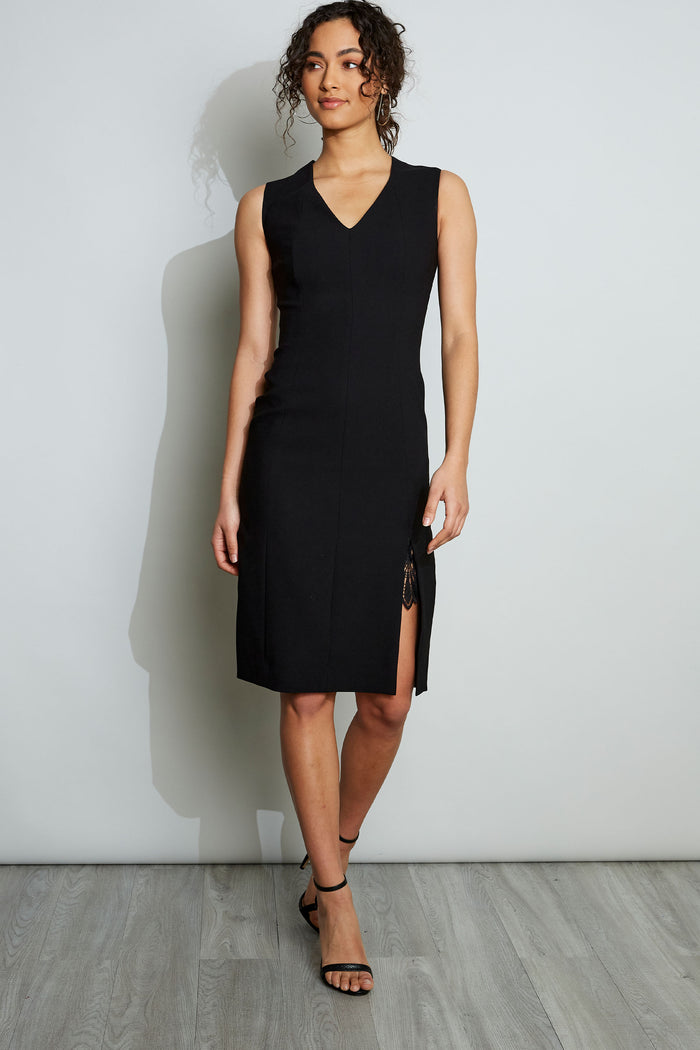 Elie Tahari Lace Slit Dress BLACK