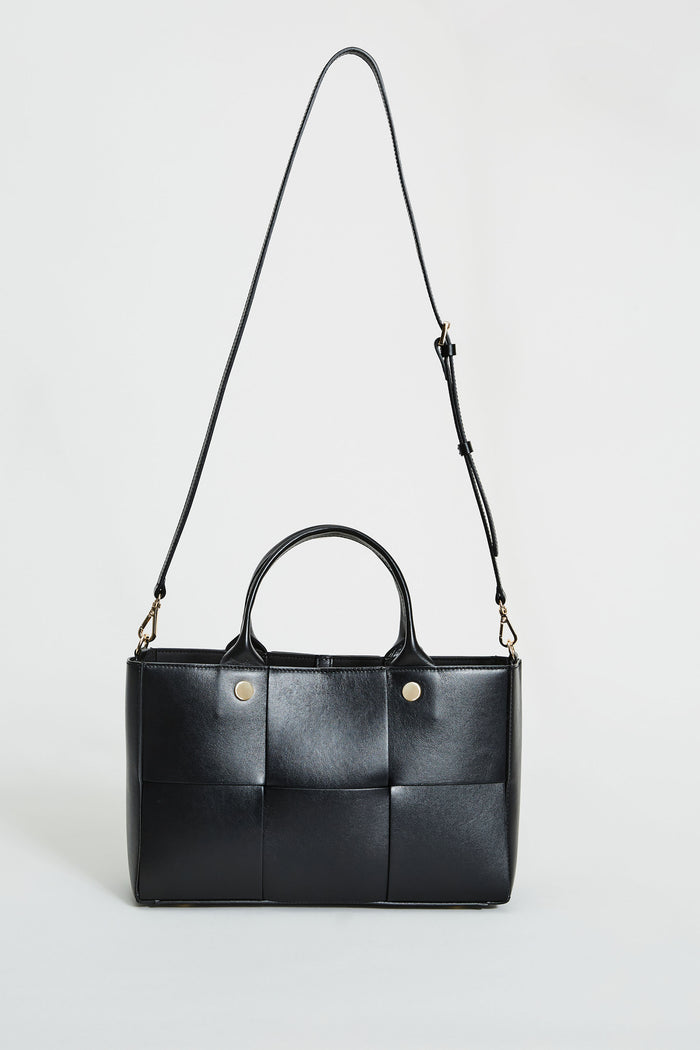 Elie Tahari Leather Weave Handbag BLACK