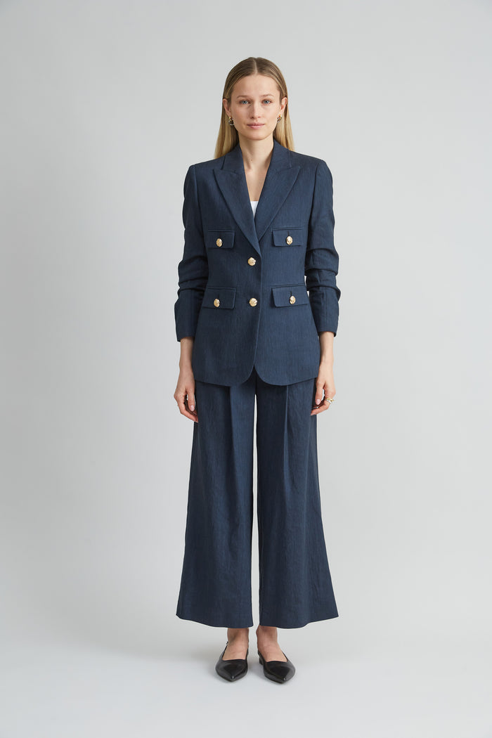 Elie Tahari Linen Crest Button Blazer STARGAZER