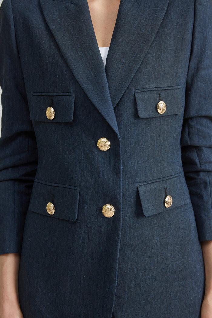 Elie Tahari Linen Crest Button Blazer STARGAZER