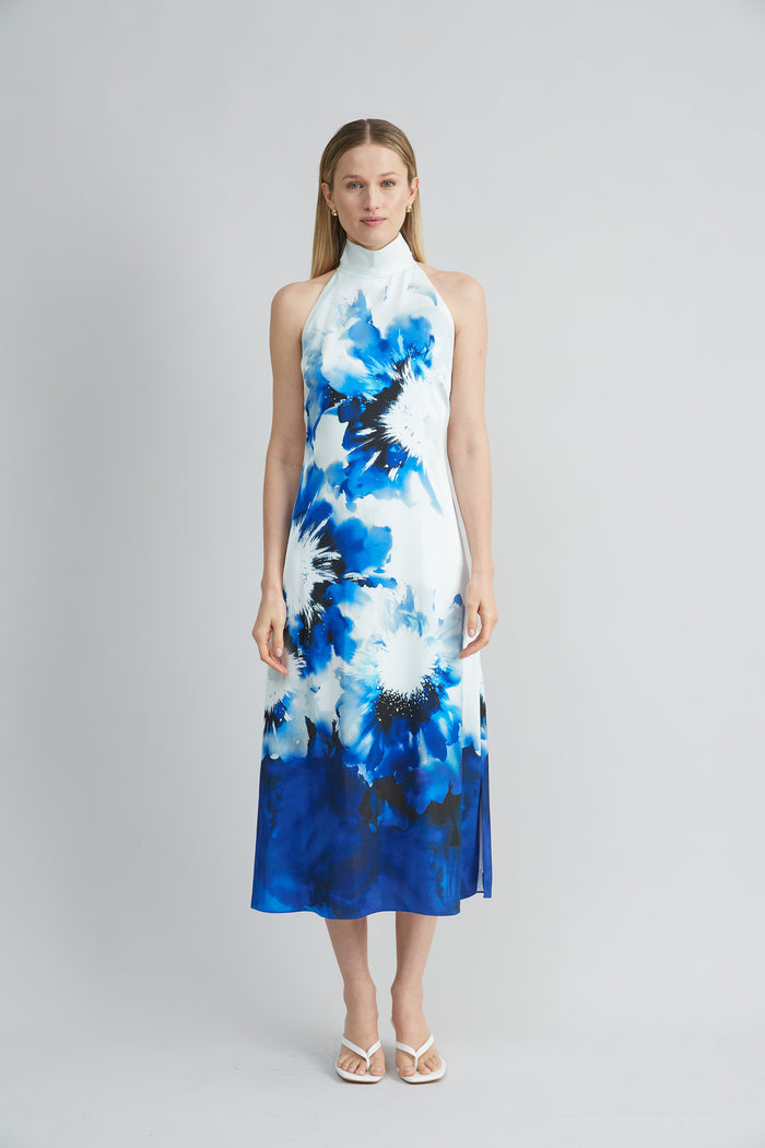 Elie Tahari Maxi Halter Dress MULTI