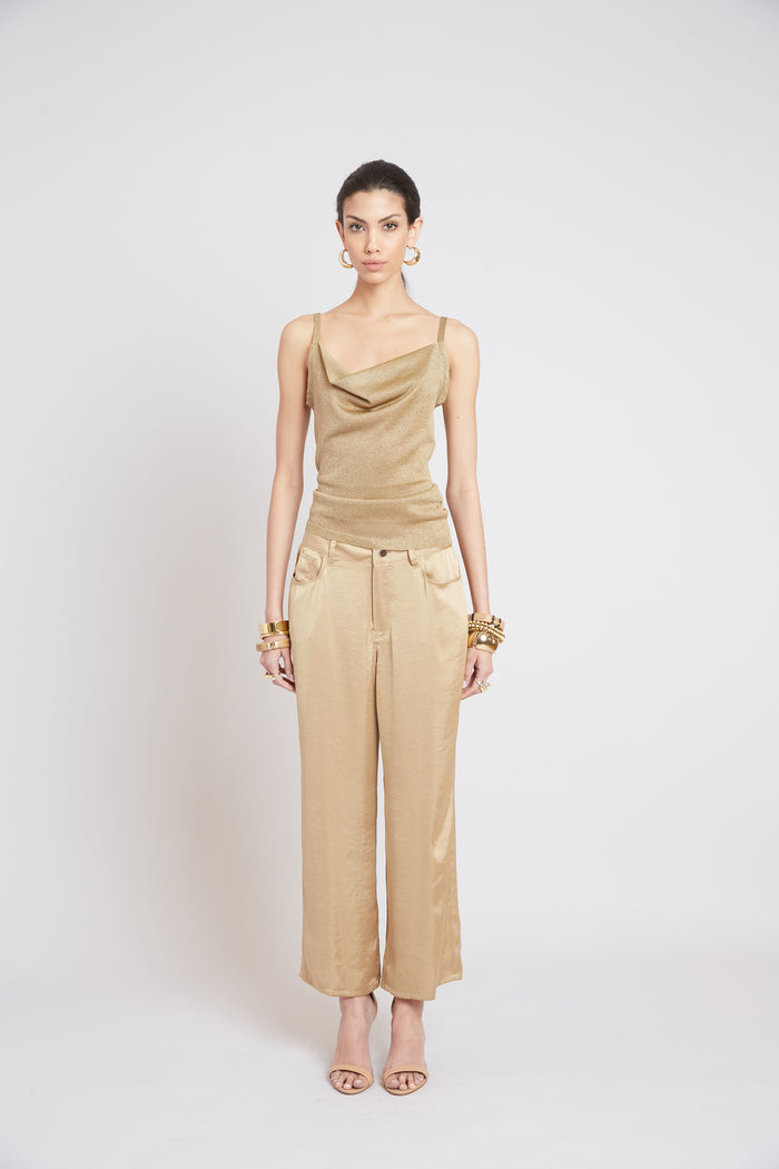 Elie Tahari Metallic Knit Cami BRONZE