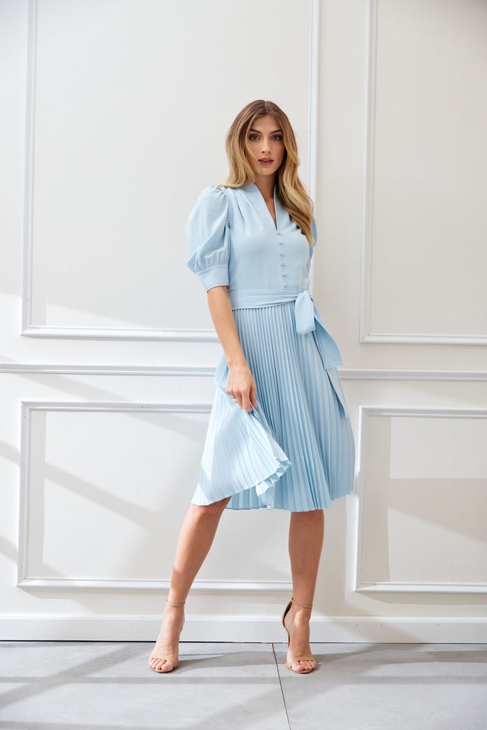 Elie Tahari Pleated Contour Dress SEAFOAM