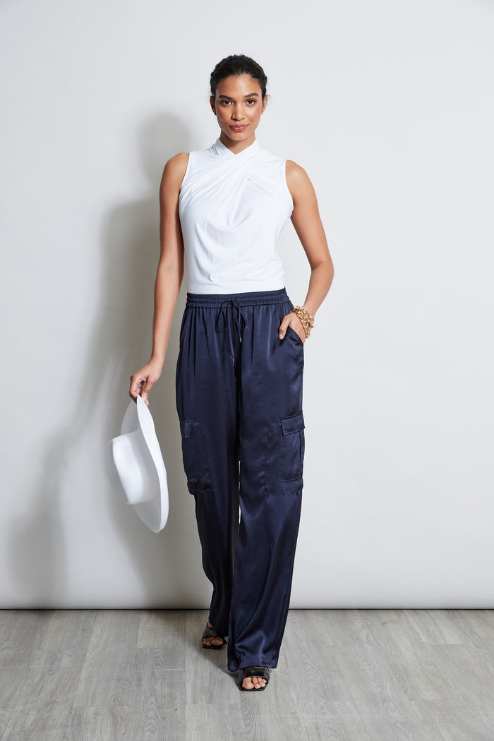 Elie Tahari Relaxed Satin Cargo Pant STARGAZER