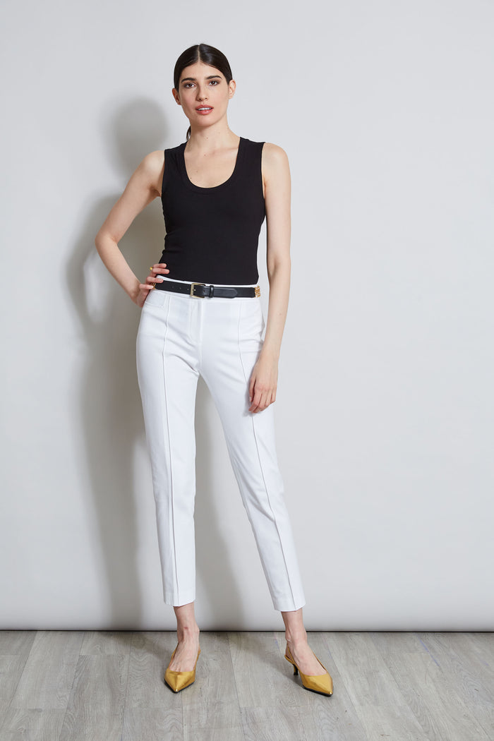Elie Tahari Rib Knit Scoop Tank Top BLACK
