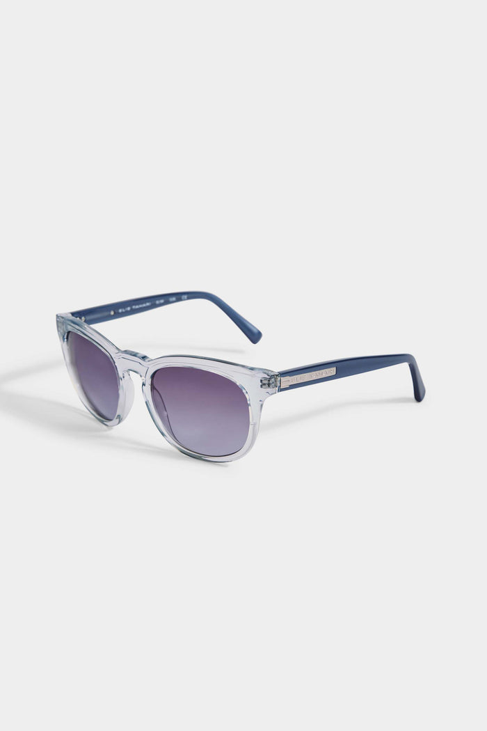 Elie Tahari Round Acetate Sunglasses CLEAR BLUE