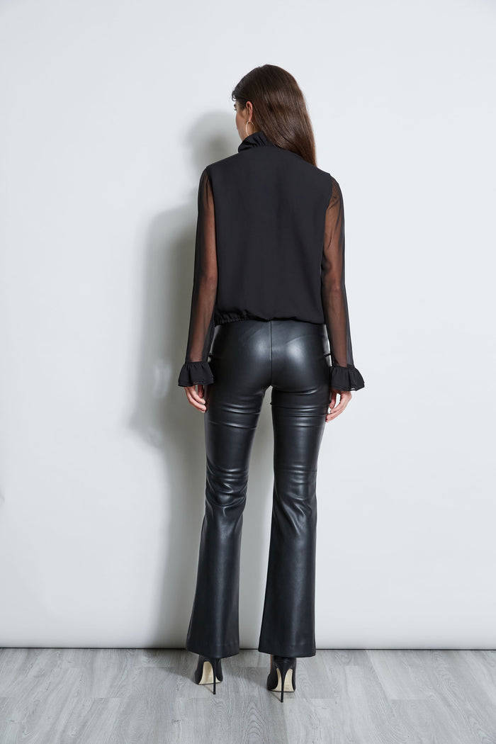 Elie Tahari Ruffle Silk Shirt BLACK