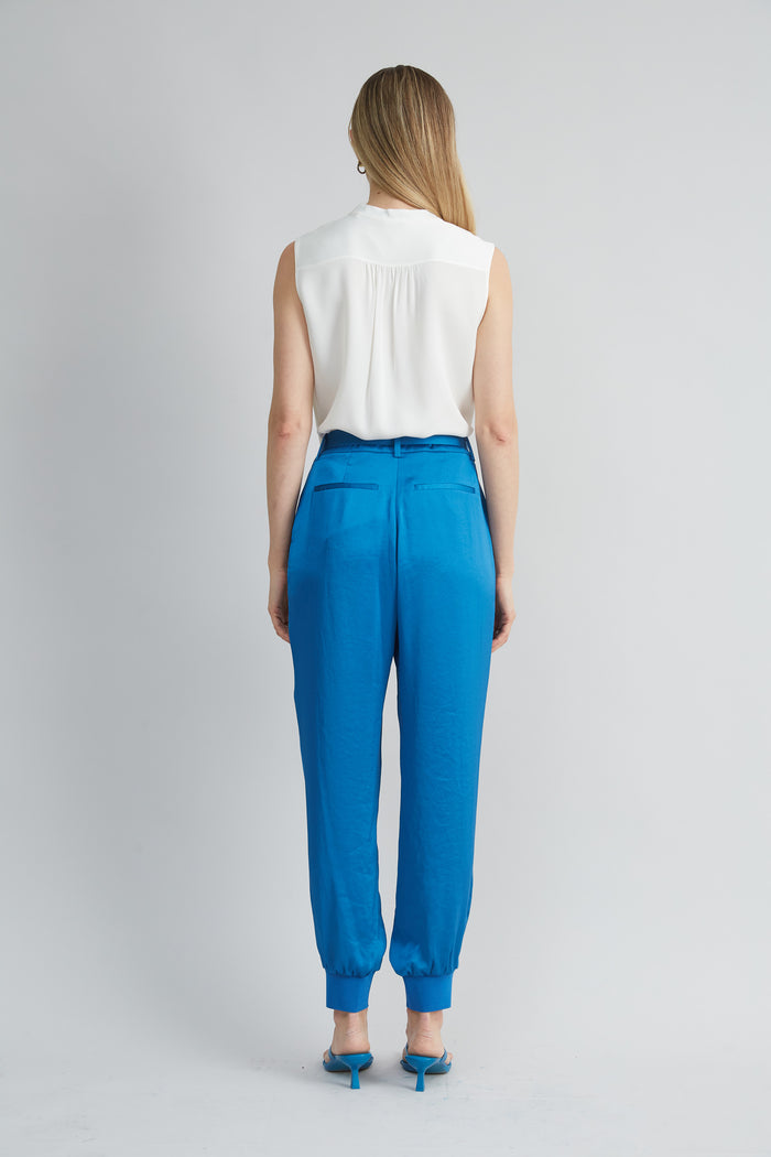 Elie Tahari Satin Belted Cargo Pant OCEAN