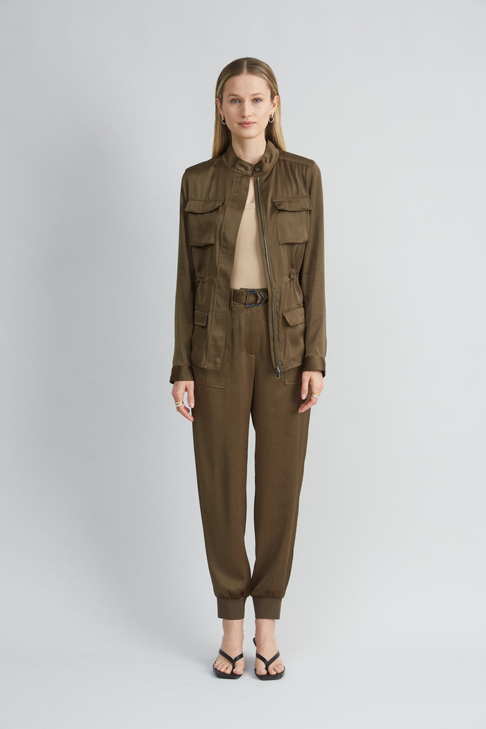 Elie Tahari Satin Belted Cargo Pant SAVOY