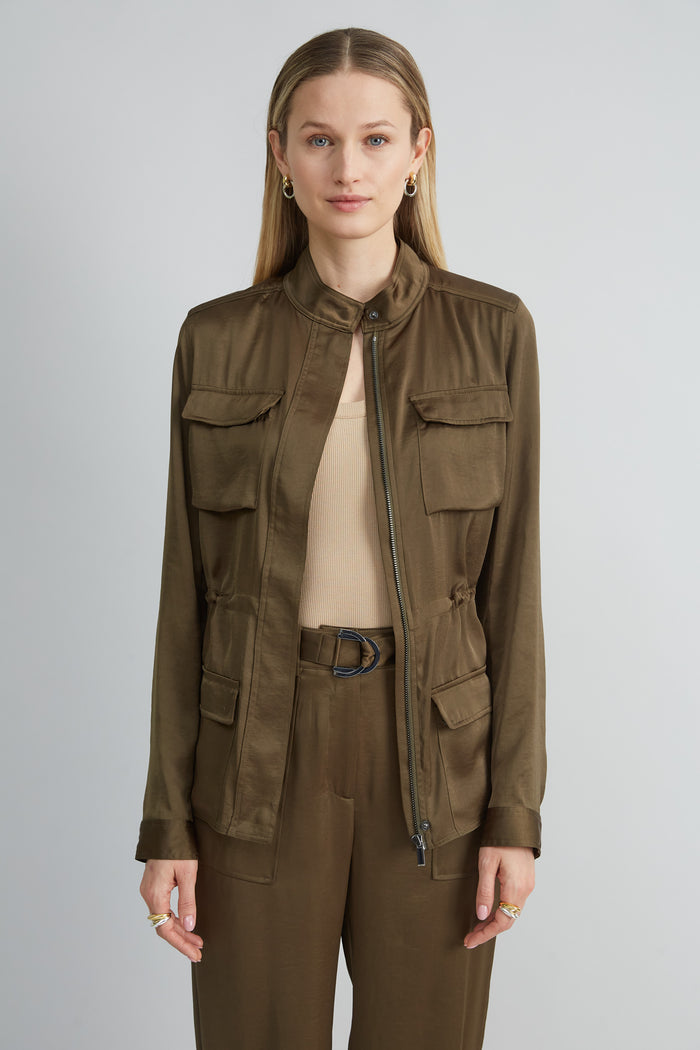 Elie Tahari Satin Utility Jacket SAVOY