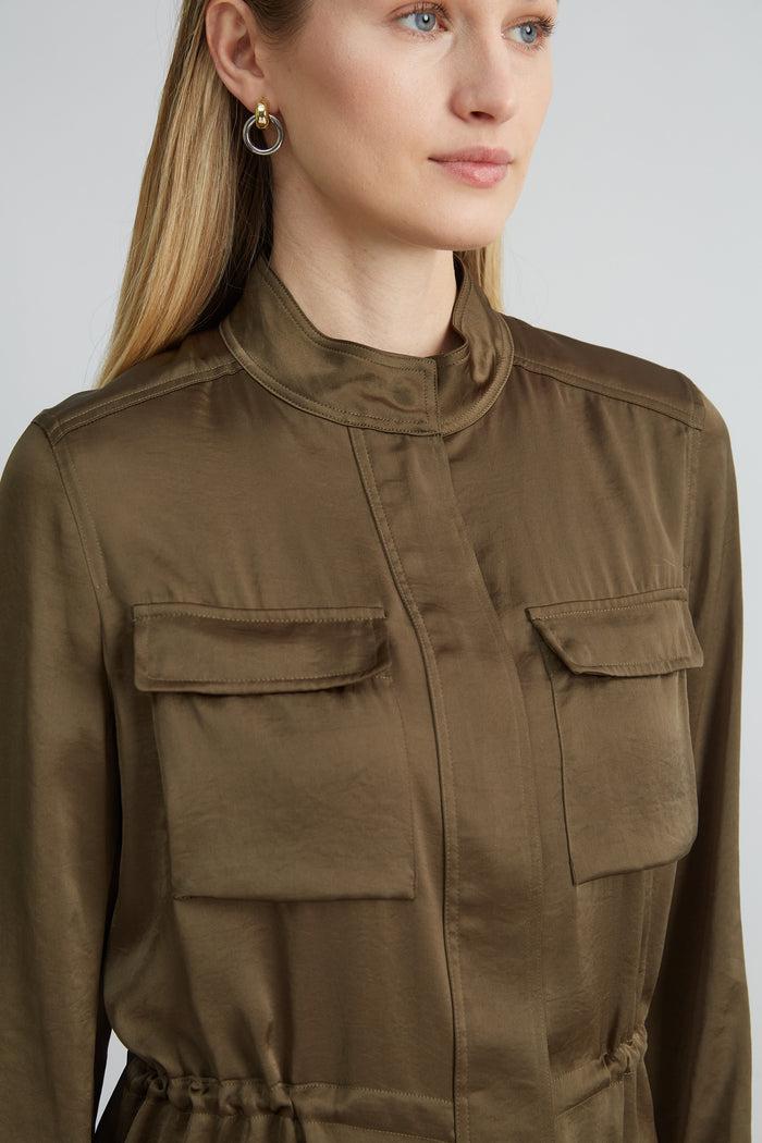 Elie Tahari Satin Utility Jacket SAVOY