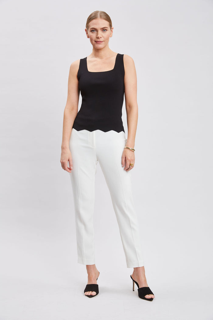Elie Tahari Scallop Hem Tank BLACK