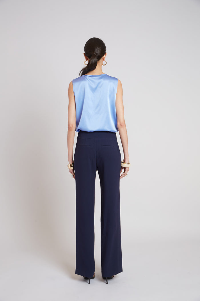 Elie Tahari Silk Cowl Neck Top HORIZON BLUE