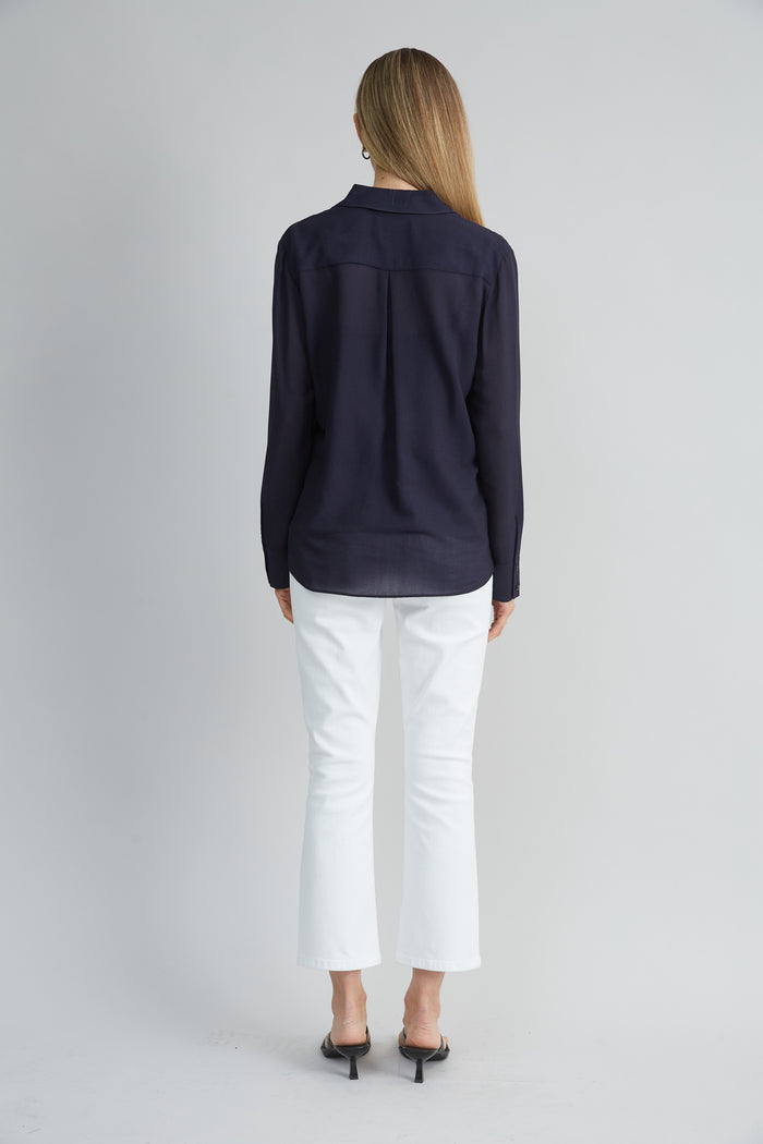 Elie Tahari Silk Texture Utility Shirt INDIGO