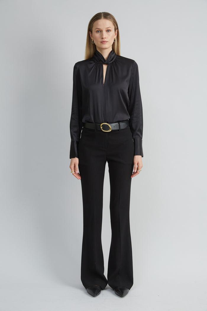 Elie Tahari Silk Twist Neck Shirt BLACK