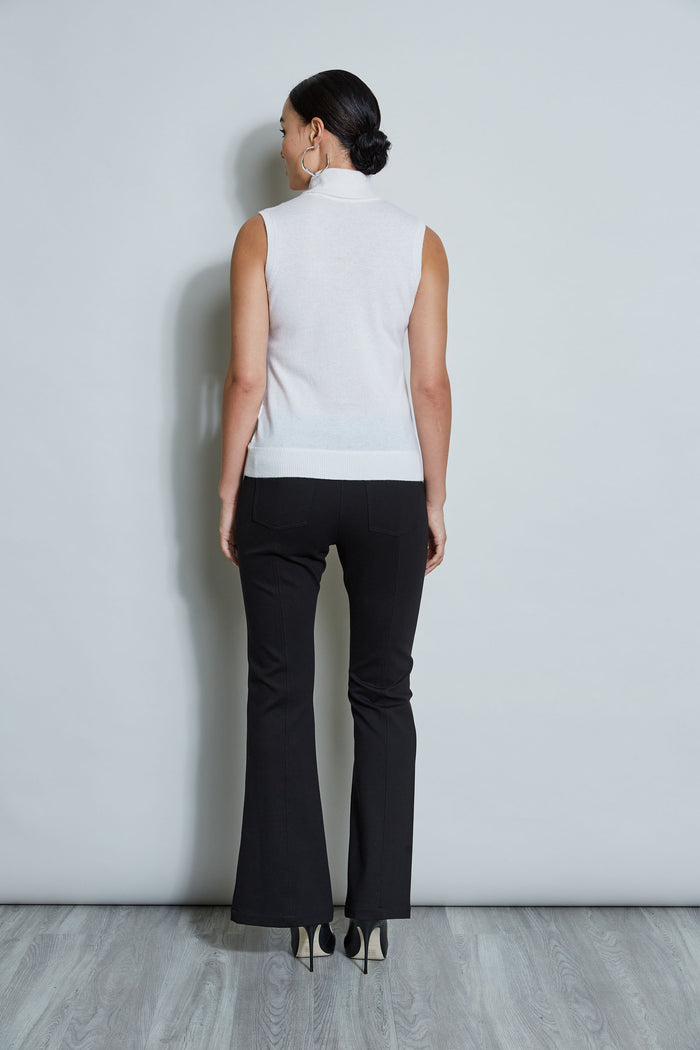 Elie Tahari Sleeveless Satin Front Sweater SNOW