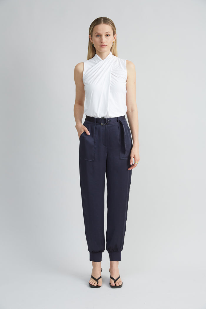 Elie Tahari Sleeveless Twist Neck Knit WHITE