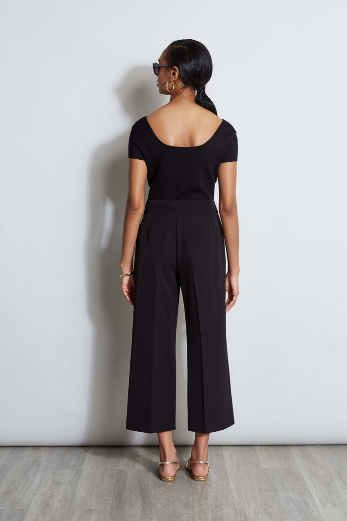 Elie Tahari T-Tahari Cropped Wide Leg Pant BLACK