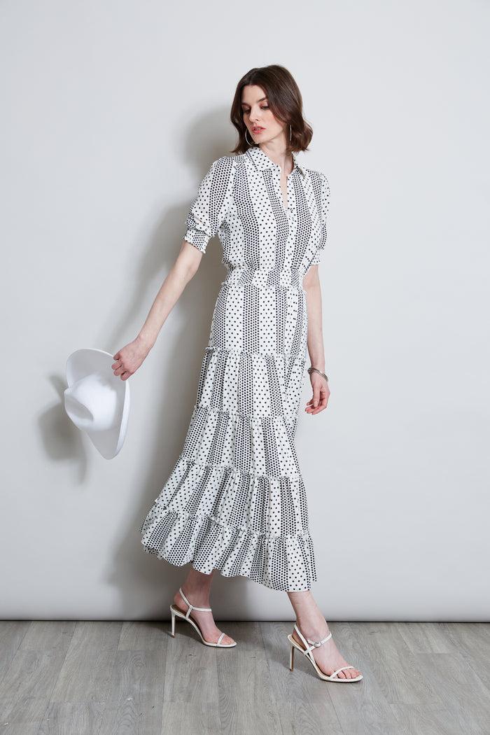 Elie Tahari T-Tahari Dot Shirt Dress DOTTED DREAM