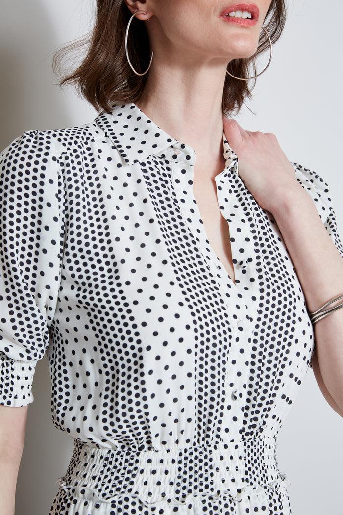 Elie Tahari T-Tahari Dot Shirt Dress DOTTED DREAM