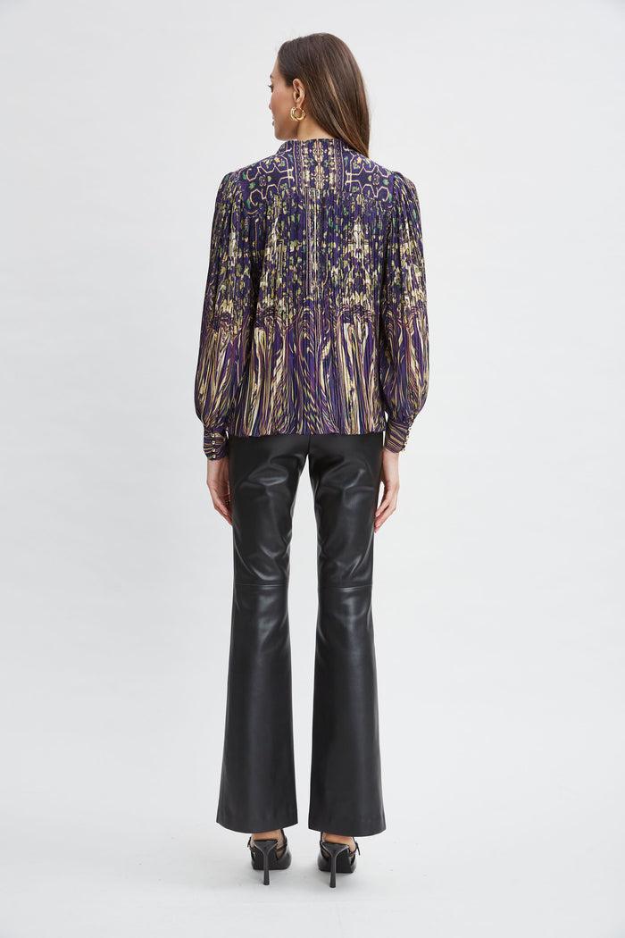 Elie Tahari Paisley Micro Pleat Shirt STERLING PALACE PRINT