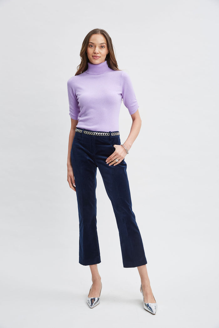 Elie Tahari Short Sleeve Cashmere Wool Sweater LAVENDER