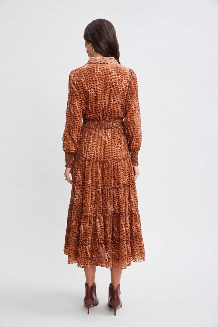Elie Tahari T-Tahari Animal Burnout Dress GEO BURNOUT
