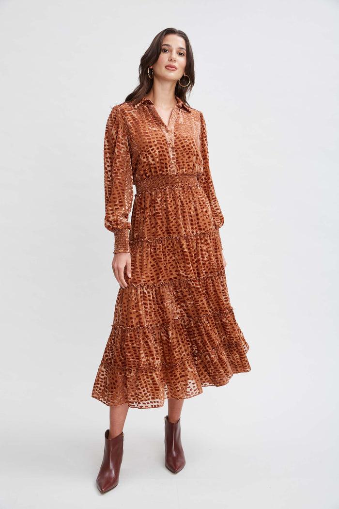 Elie Tahari T-Tahari Animal Burnout Dress GEO BURNOUT