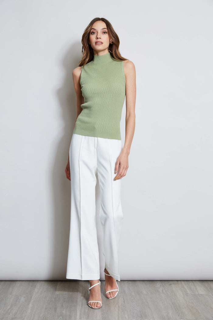 Elie Tahari T-Tahari Cable Knit Sleeveless Sweater SOFT MOSS