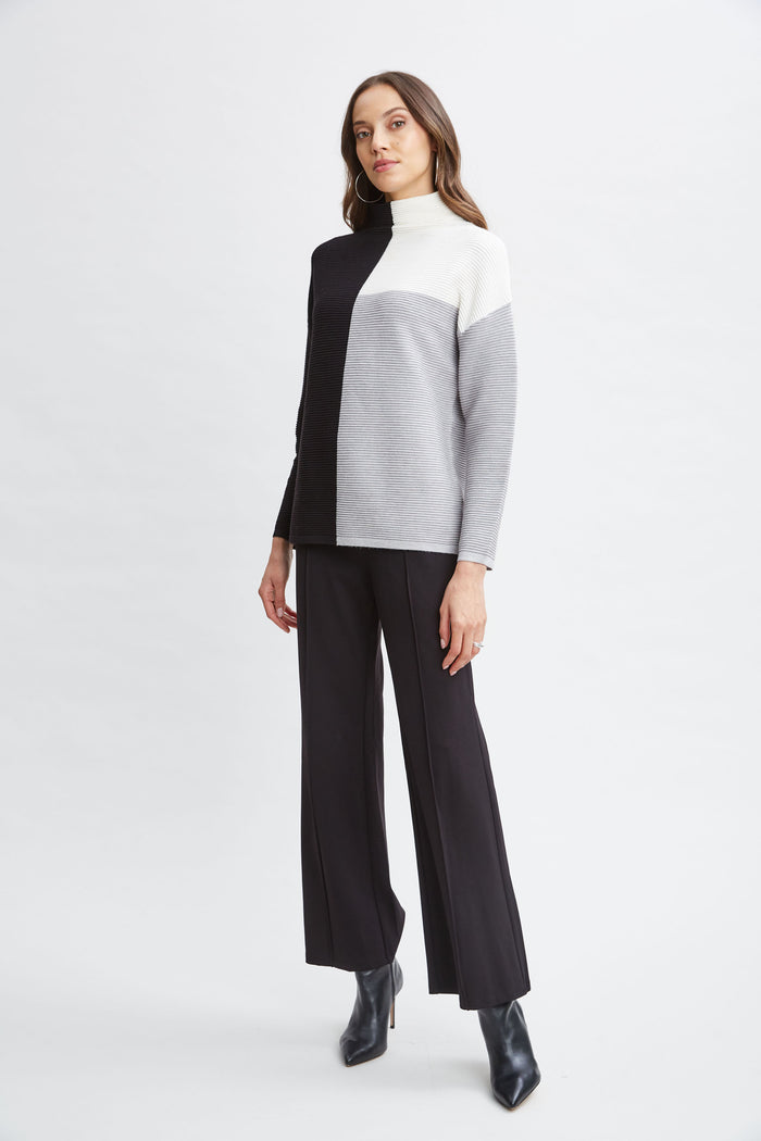 Elie Tahari T-Tahari Colorblock Sweater GREY HEATHER COMBO