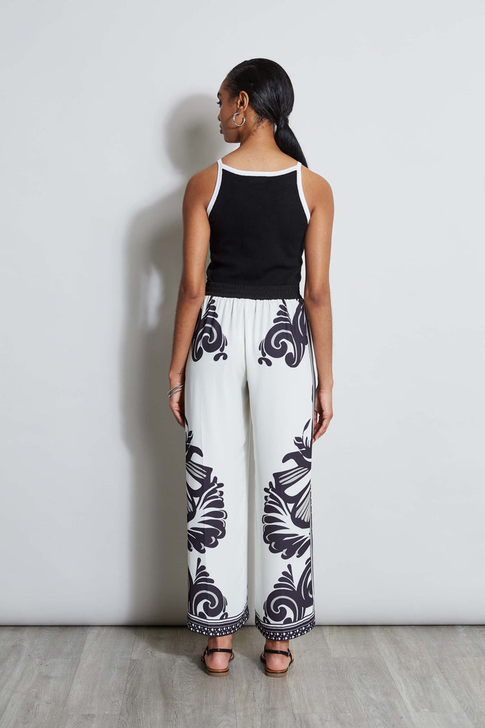 Elie Tahari T-Tahari Contrast Knit Tank BLACK/WHITE STAR