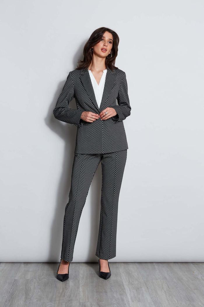 Elie Tahari T-Tahari Deco Jacquard Blazer BLK/PALE PLATINUM DIAMOND