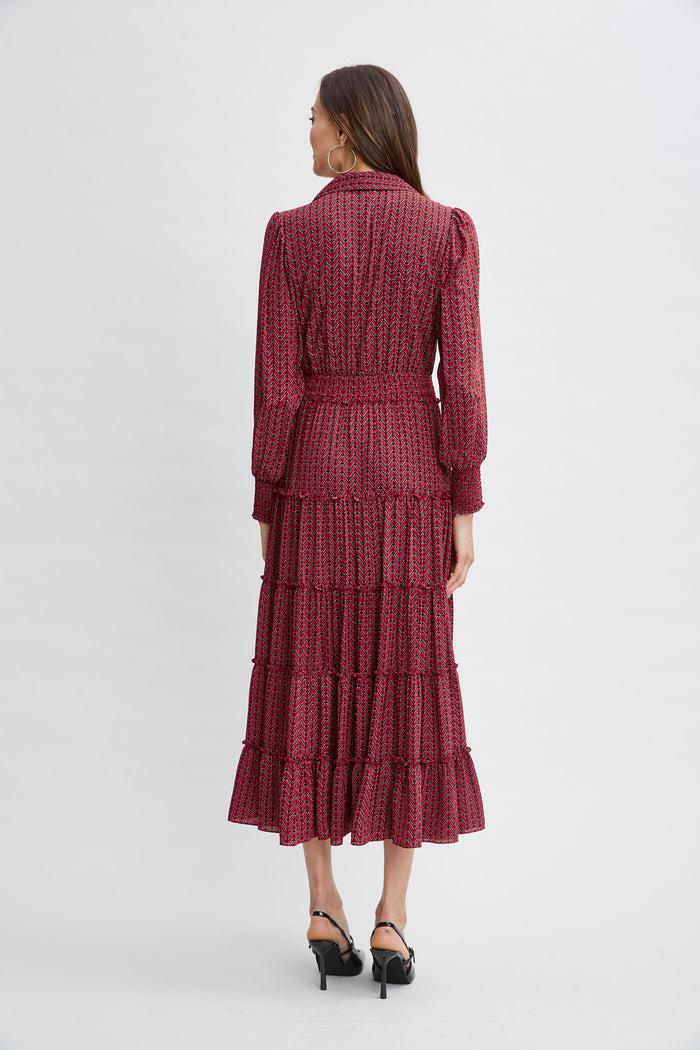 Elie Tahari T-Tahari Printed Shirt Dress CAMILLA CHEVRON DOT