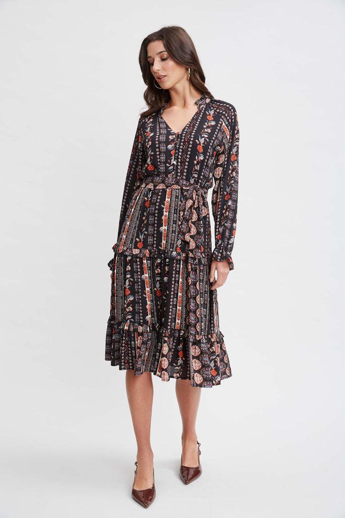 Elie Tahari T-Tahari Tiered Garden Dress SPANISH GARDEN