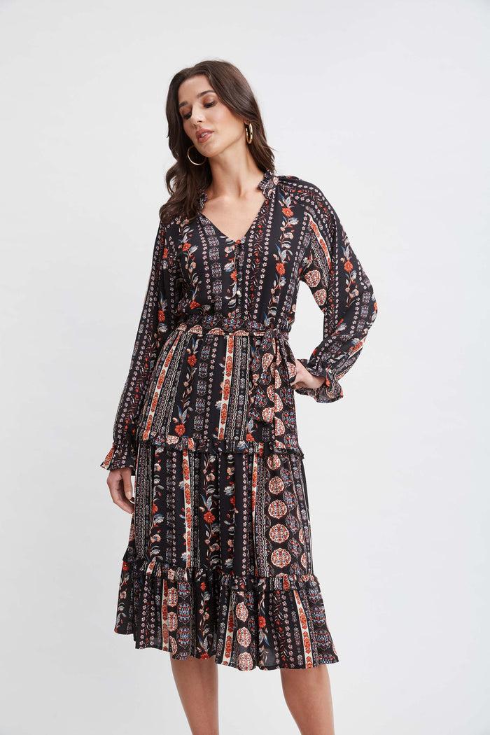 Elie Tahari T-Tahari Tiered Garden Dress SPANISH GARDEN