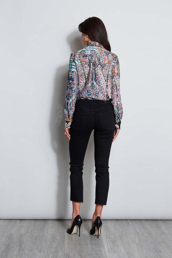 Elie Tahari 28" Denim Skinny Button Jeans BLACK RINSE WASH