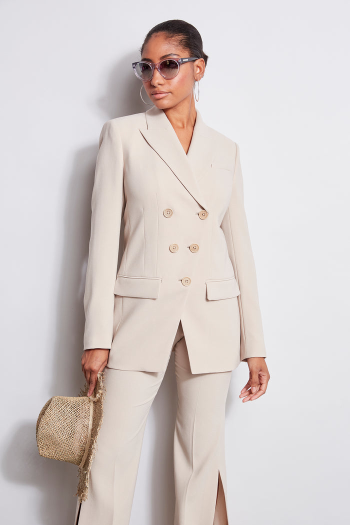 Elie Tahari 5 Button Double Breasted Blazer ISLAND SAND