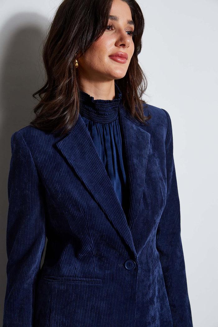 Elie Tahari Corduroy Single Button Blazer GALAXY NAVY