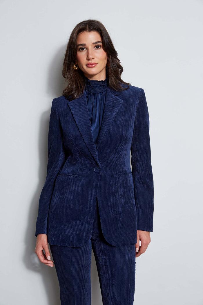 Elie Tahari Corduroy Single Button Blazer GALAXY NAVY