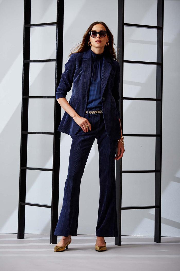 Elie Tahari Corduroy Single Button Blazer GALAXY NAVY