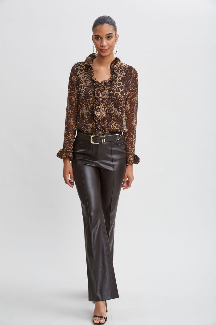 Elie Tahari Crinkle Chiffon Safari Blouson Shirt MULTI