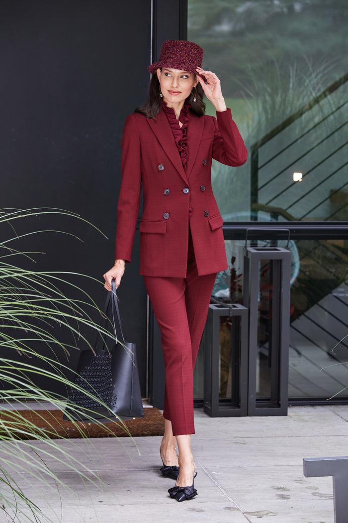 Elie Tahari 7 Button Blazer BORDEAUX