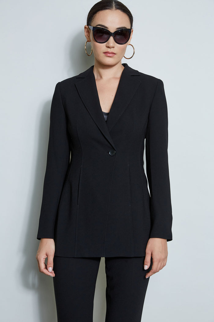 Elie Tahari Asymmetric Single Button Blazer BLACK